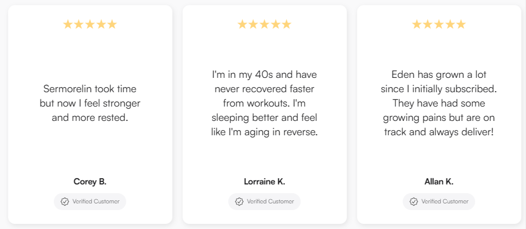 Eden Sermorelin Customer Reviews